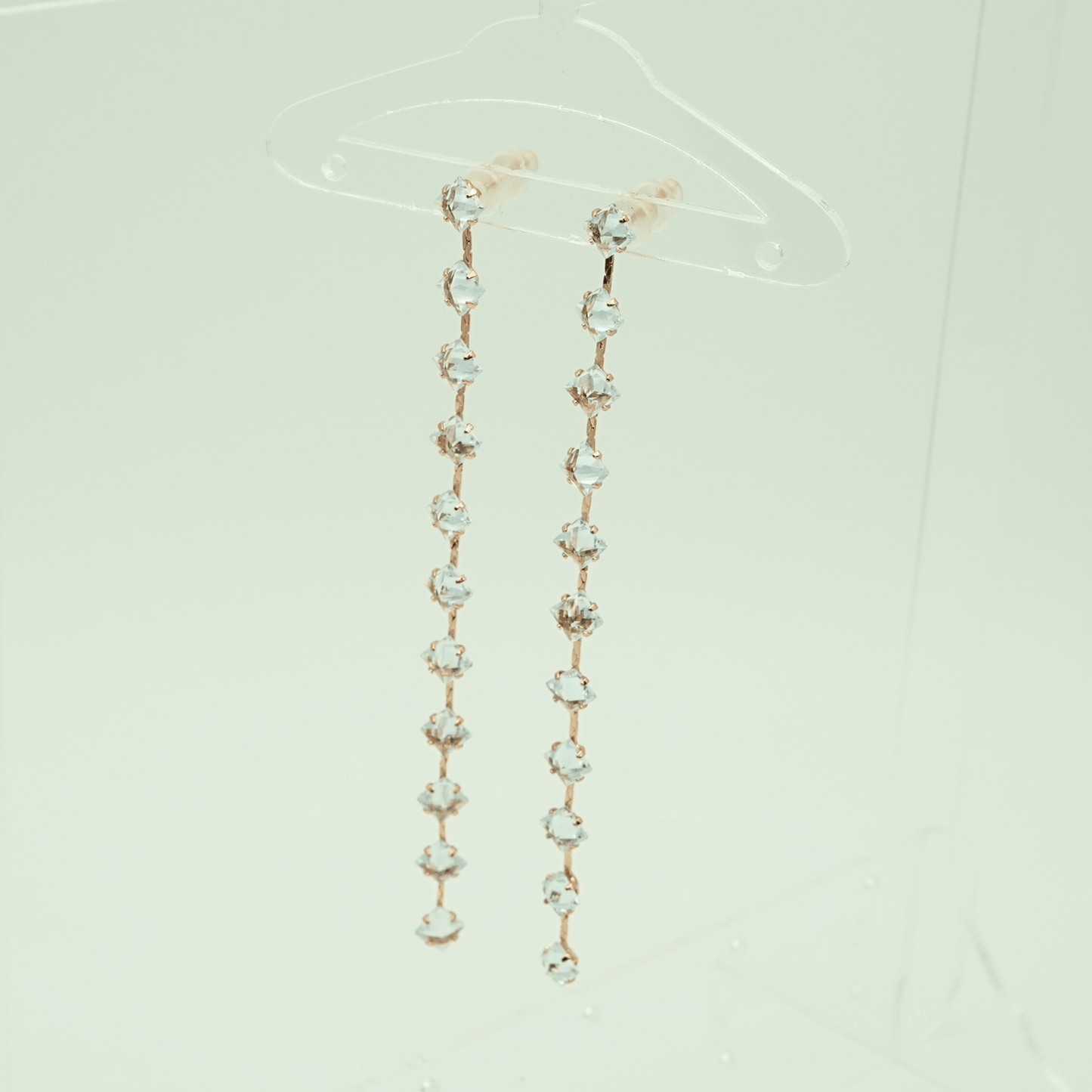 Long Crystal Chain Drop Earrings – 18K Rose Gold Plated, Anti - Tarnish Finish ATER 207 - The Soul Jewellery