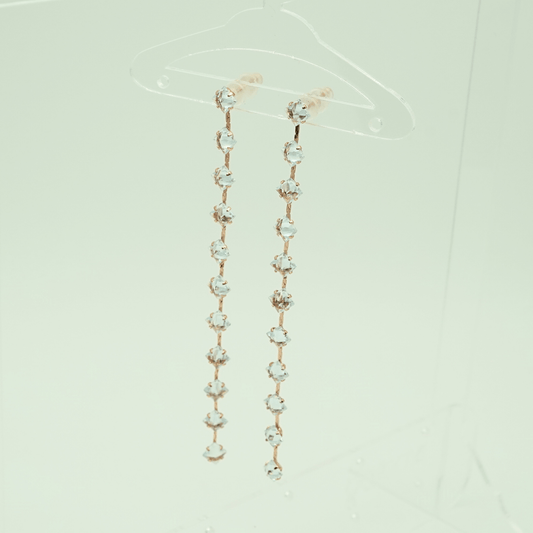 Long Crystal Chain Drop Earrings – 18K Rose Gold Plated, Anti - Tarnish Finish ATER 207 - The Soul Jewellery