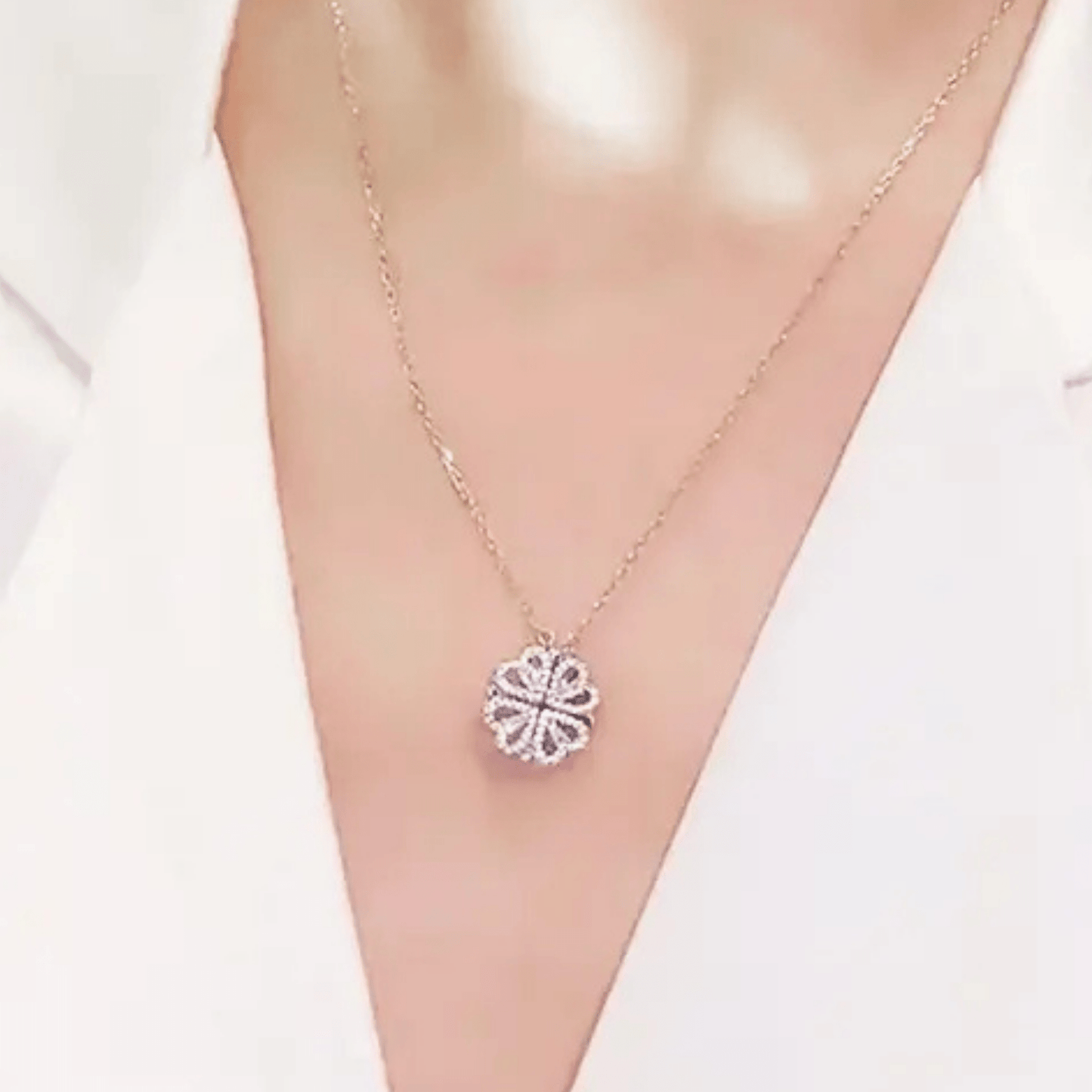 18K Rose Gold Plated Anti - Tarnish Heart Cluster Magnetic Chain Necklace – Delicate Everyday Style - The Soul Jewellery