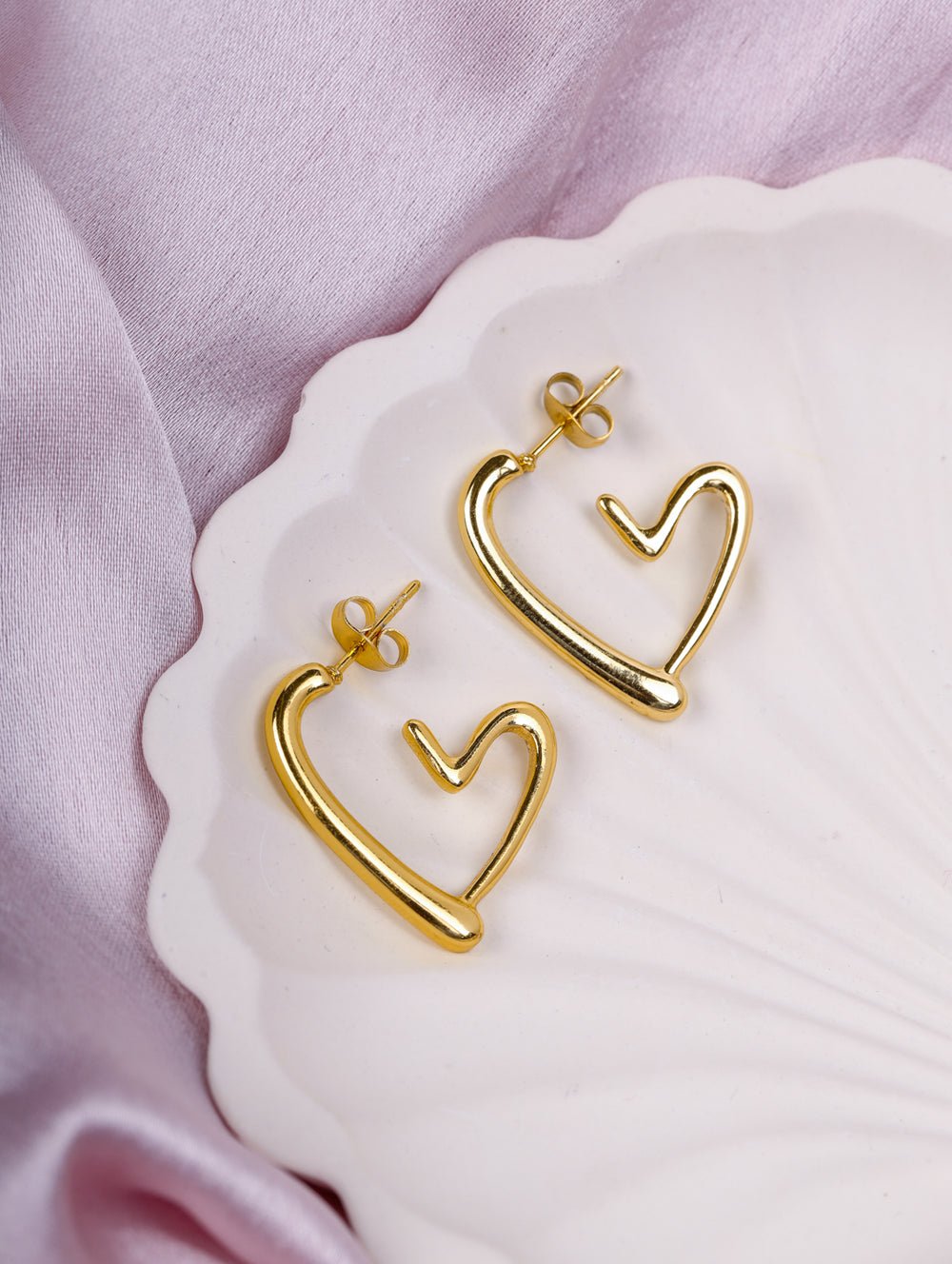 Twisted Heart Demi - Fine Gold Hoops Earrings | Anti - Tarnish Stainless Steel Daily Wear Jewelry - The Soul Jewellery