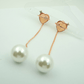 Romantic Heart and Pearl Drop Earrings – 18K Rose Gold Plated, Anti - Tarnish Finish ATER205 - The Soul Jewellery