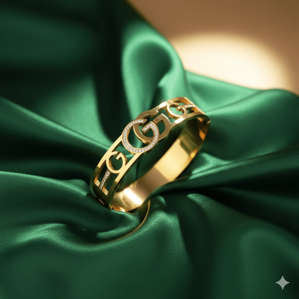 Crystal Gucci-Inspired Demi-Fine Gold-Plated Bracelet | Stainless Steel Ant tarnish Bangle for Women - The Soul Jewellery