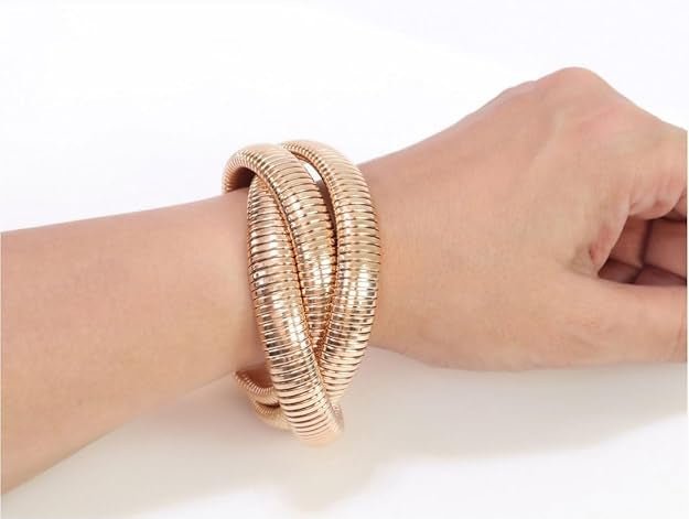 Triple Spiral Rose Gold Flexible Bangle – Lightweight, Anti - Tarnish Coil Bracelet for Women & Girls - The Soul Jewellery