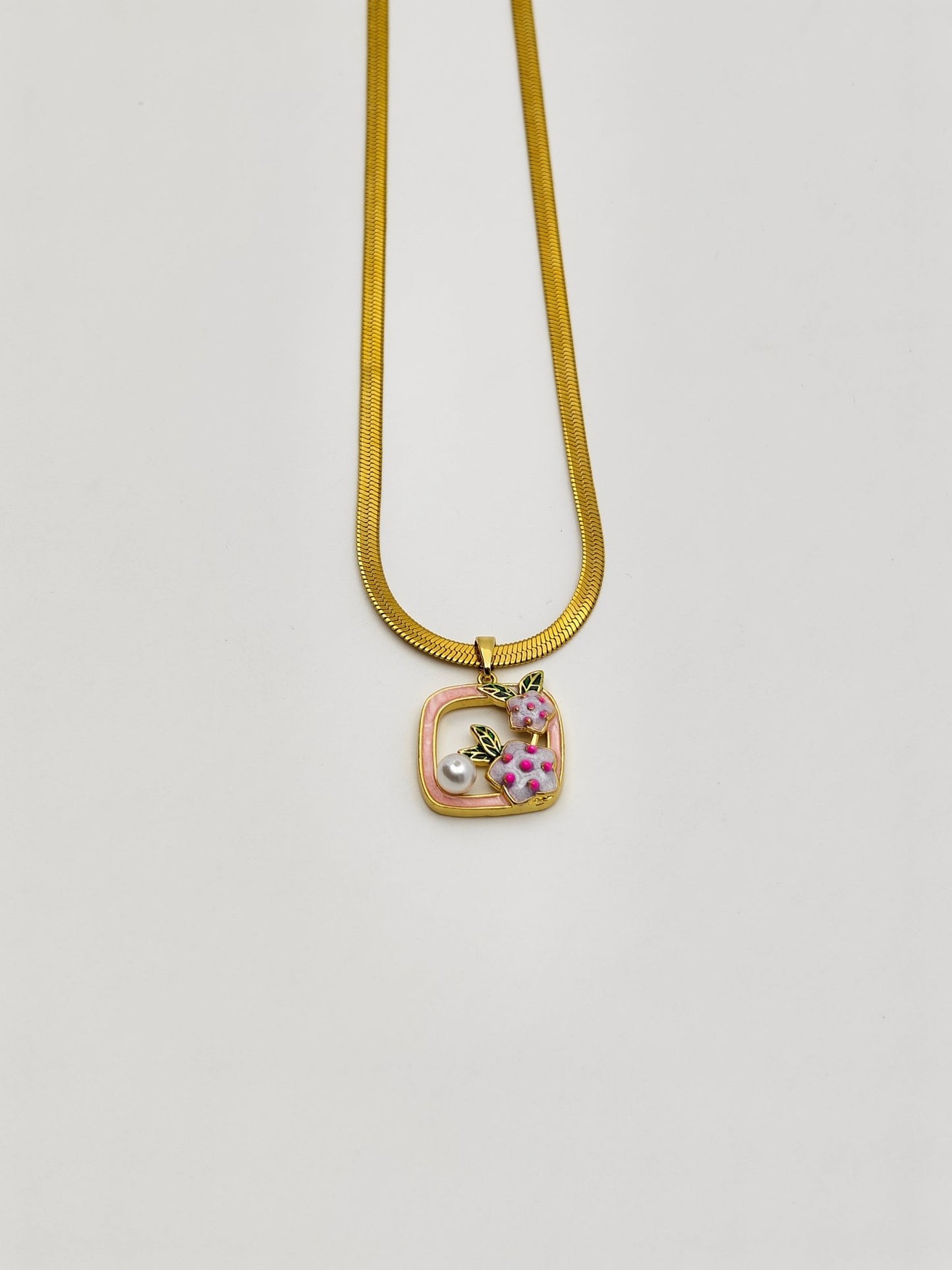 Luxury Anti - Tarnish Pink Floral Pearl Pendant Chain for Women | 18K Gold Plated Daily Wear Necklace | Good Luck Jewellery Gift – Series 777 - The Soul Jewellery