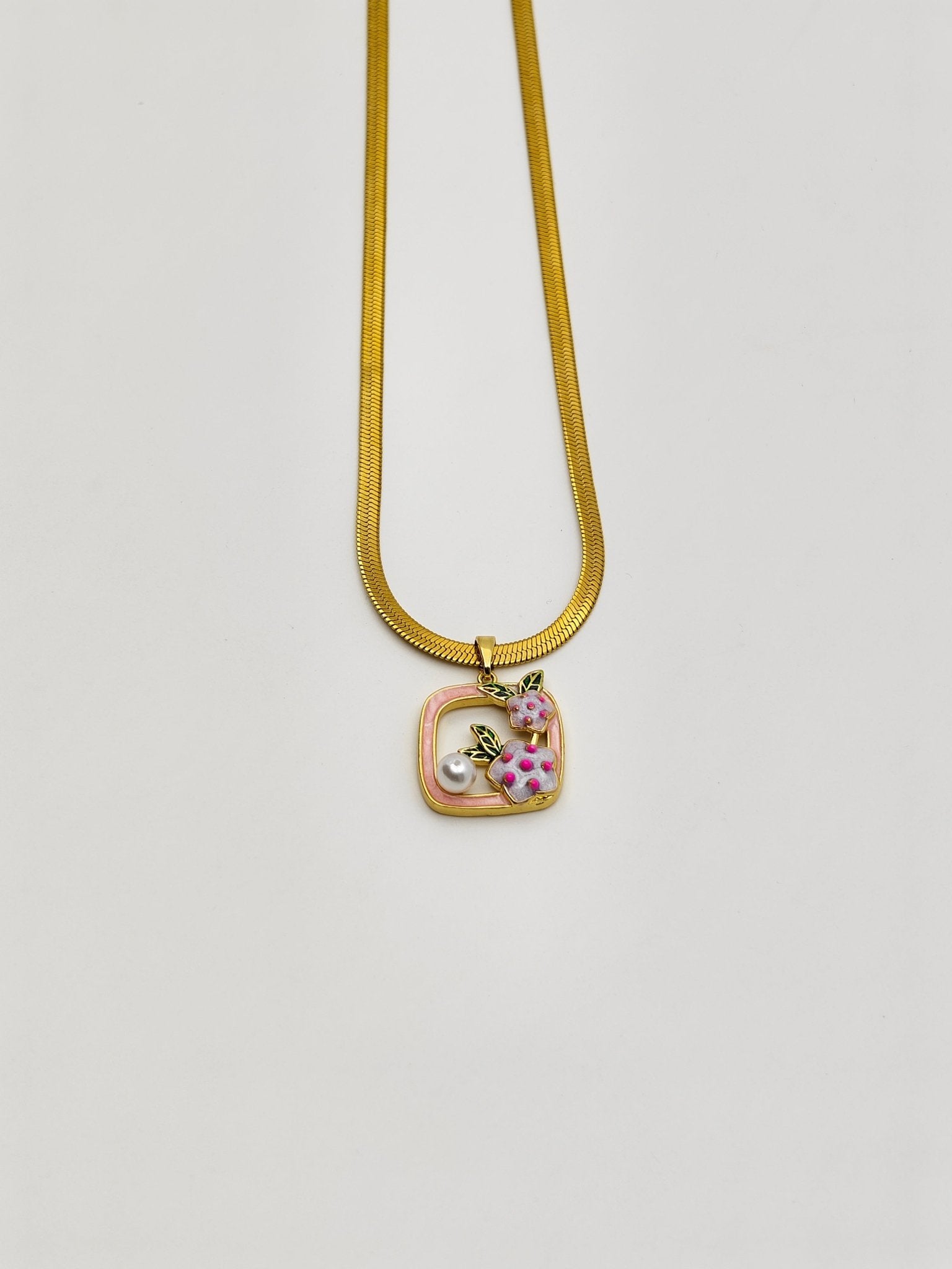 Luxury Anti - Tarnish Pink Floral Pearl Pendant Chain for Women | 18K Gold Plated Daily Wear Necklace | Good Luck Jewellery Gift – Series 777 - The Soul Jewellery