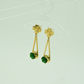 Elegant 18K Gold Plated Anti - Tarnish Clover & Green Crystal Drop Earrings ATER212 - The Soul Jewellery