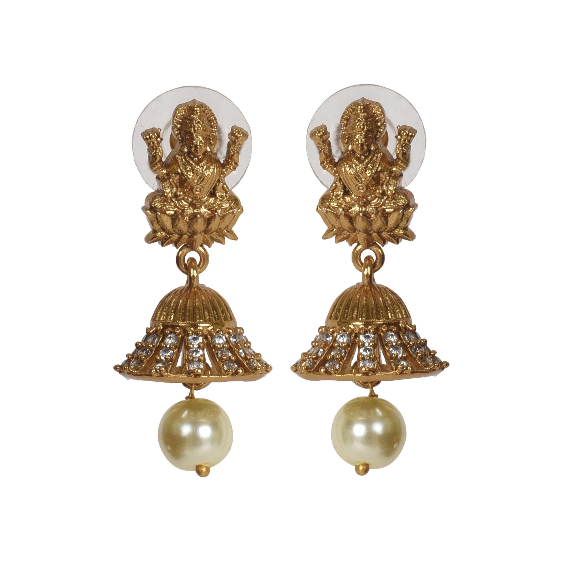 Deetya Antique Matte Gold Plated Long Coin Necklace Set with Lakshmi Idol - The Soul Jewellery