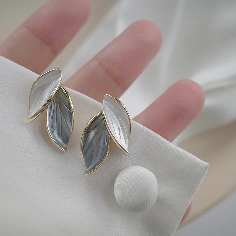 Venus Petal Aura 6™ Gold Leaf Enamel Stud Earrings for Women – Demi-Fine AntiTarnish Luxury Earrings - The Soul Jewellery