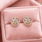 Rose Gold Multicolour Floral CZ Stud Earrings for Women – Pastel Crystal Heart-Shaped Demi fine Stud - Soul Jewellery