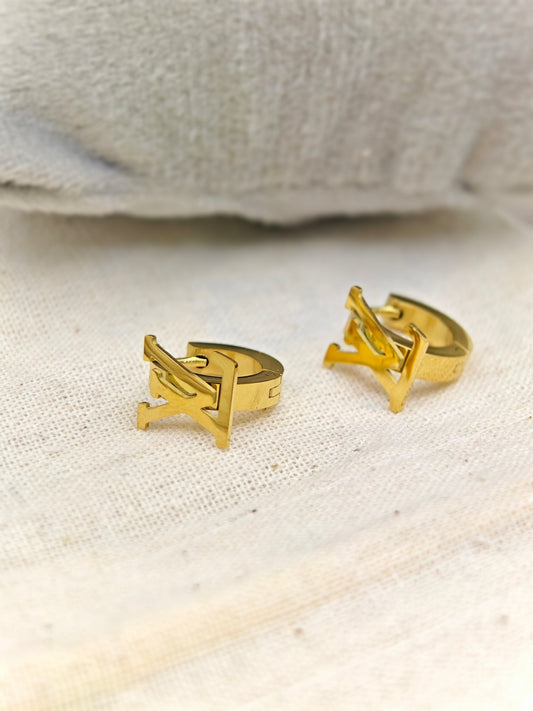 Luxury LV Inspired 18K Gold Anti - Tarnish Hoops - The Soul Jewellery