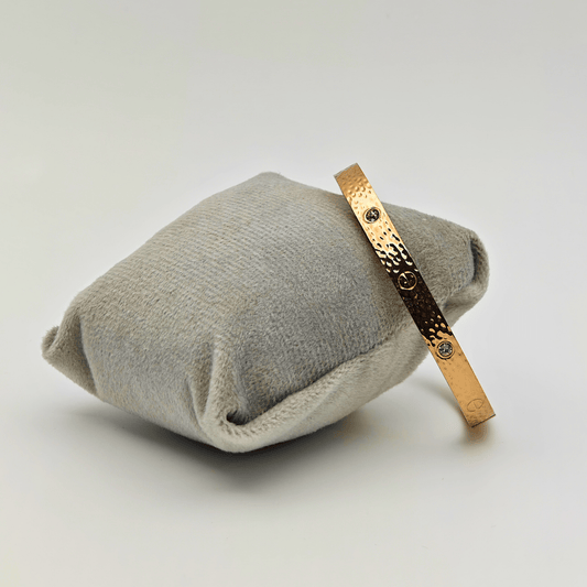 Golden Radiance: CZ Studded Textured 18K Rose Gold Plated Anti - Tarnish Bangle RGB202 - The Soul Jewellery