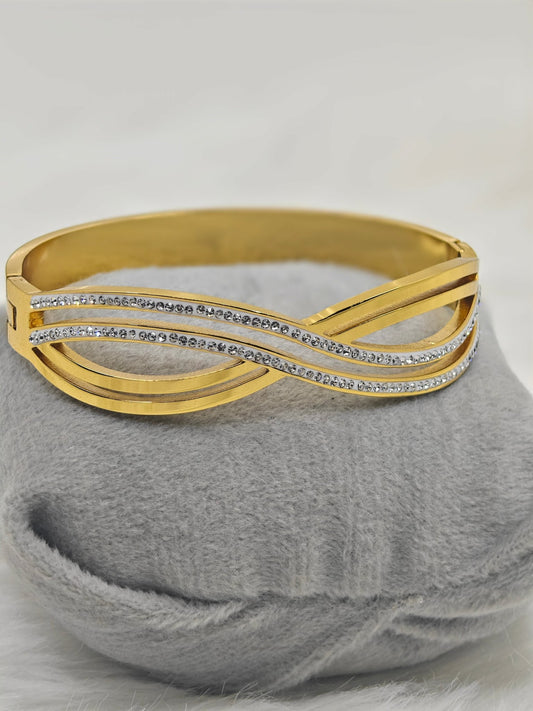 Elegant 18K Gold - Plated Crossover Bracelet for Women with Sparkling Zircon Stones RGB525 - The Soul Jewellery