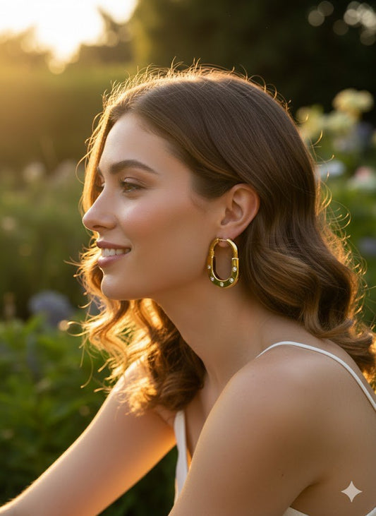 Demi-Fine Pristine Golden Lock Earrings | Crystal-Studded Gold-Plated Stainless-Steel Hoops - The Soul Jewellery