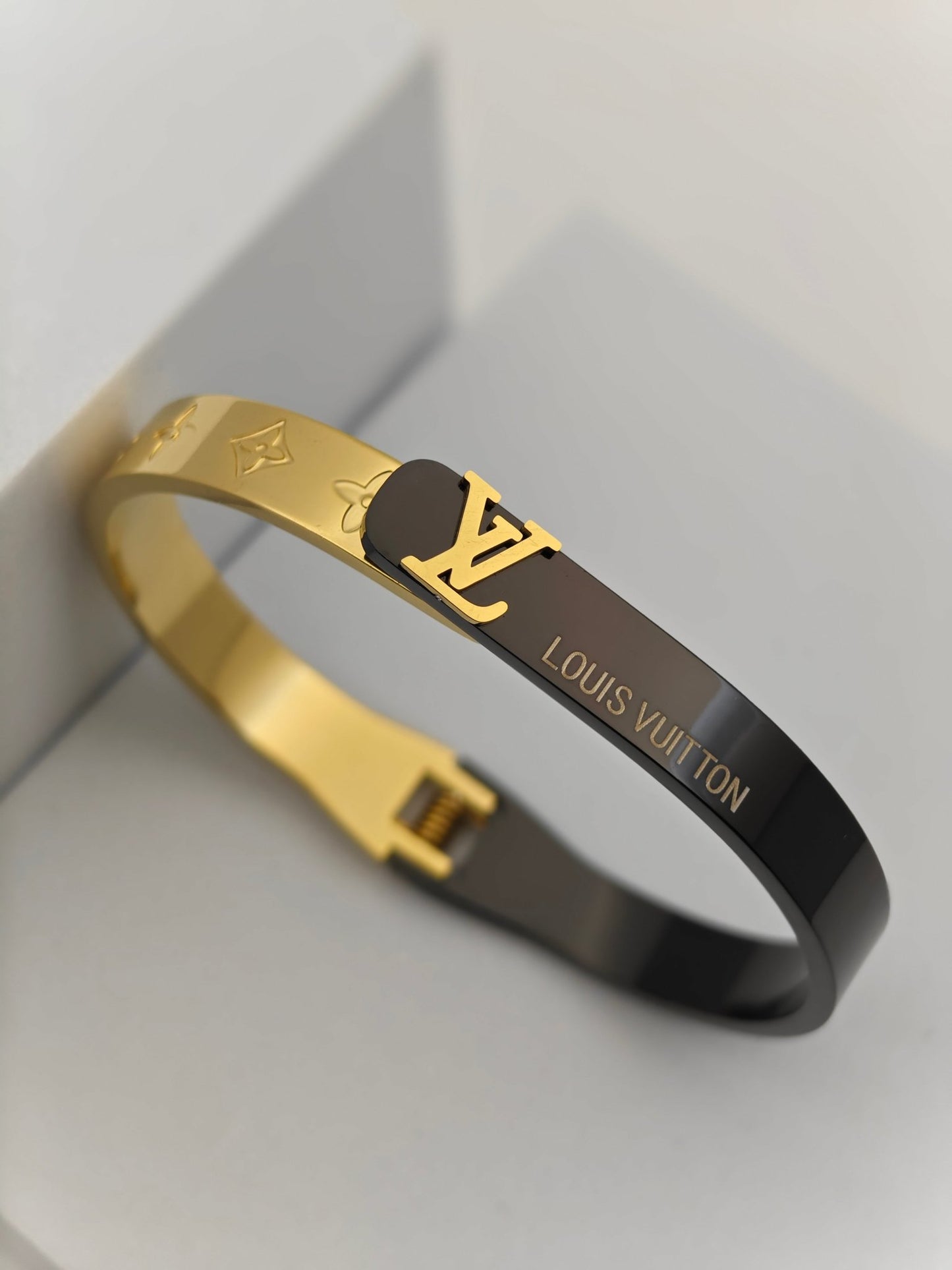 Luxury 18K Gold Plated Dual Shaded Anti - Tarnish Bangle with Louis Vuitton - Inspired Design RGB272 - The Soul Jewellery