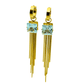 Elegant Tassel Drop Earrings with Aquamarine Square Gem – 18K Gold Plated, Anti - Tarnish Finish ATER302 - The Soul Jewellery