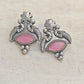 Antique Peacock Silver Replica Earrings with Pink Stone | Ethnic Festive Jewellery for Women - The Soul Jewellery