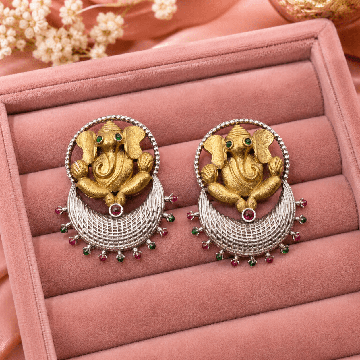 Lord Ganesha Oxidised Statement Earrings for Women – Antique Silver Temple Boho Jewellery - The Soul Jewellery