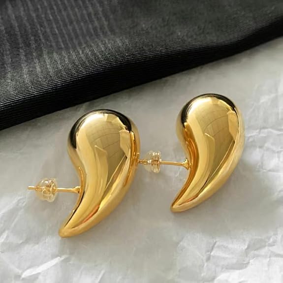 Gold - Plated Teardrop Earrings – Anti - Tarnish, Demi Fine Timeless Shine Stud earrings for Women - The Soul Jewellery