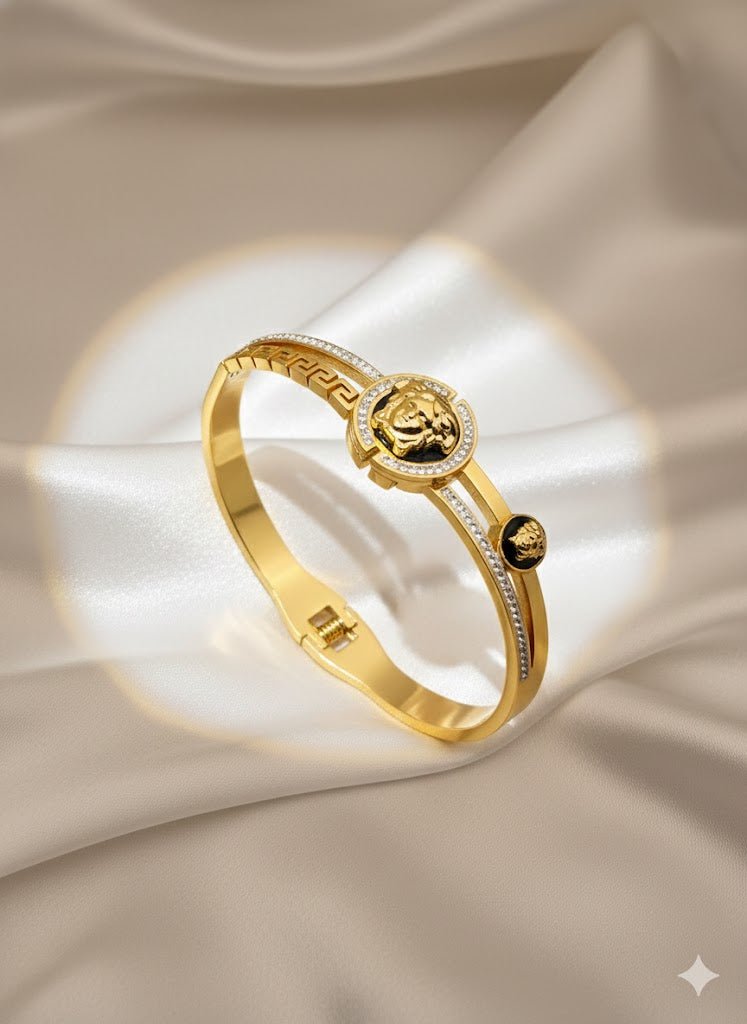IMPERIA AMORE MEDUSA Demi - Fine Gold Bangle | Versace - Inspired Bracelet for Men & Women - The Soul Jewellery
