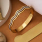 Waves of Elegance Aura 27™ Gold Cuff Bracelet for Women – Wave Design| Anti-Tarnish Demifine Bangle - The Soul Jewellery