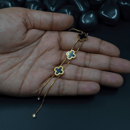 Anti - Tarnish 18K Gold Plated Black Clover Charm Necklace with Elegant Chain ATCP121 - The Soul Jewellery