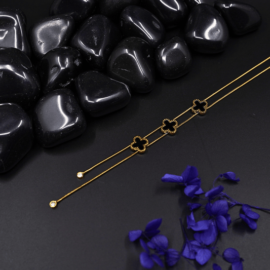 Anti - Tarnish 18K Gold Plated Black Clover Charm Necklace with Elegant Chain ATCP121 - The Soul Jewellery