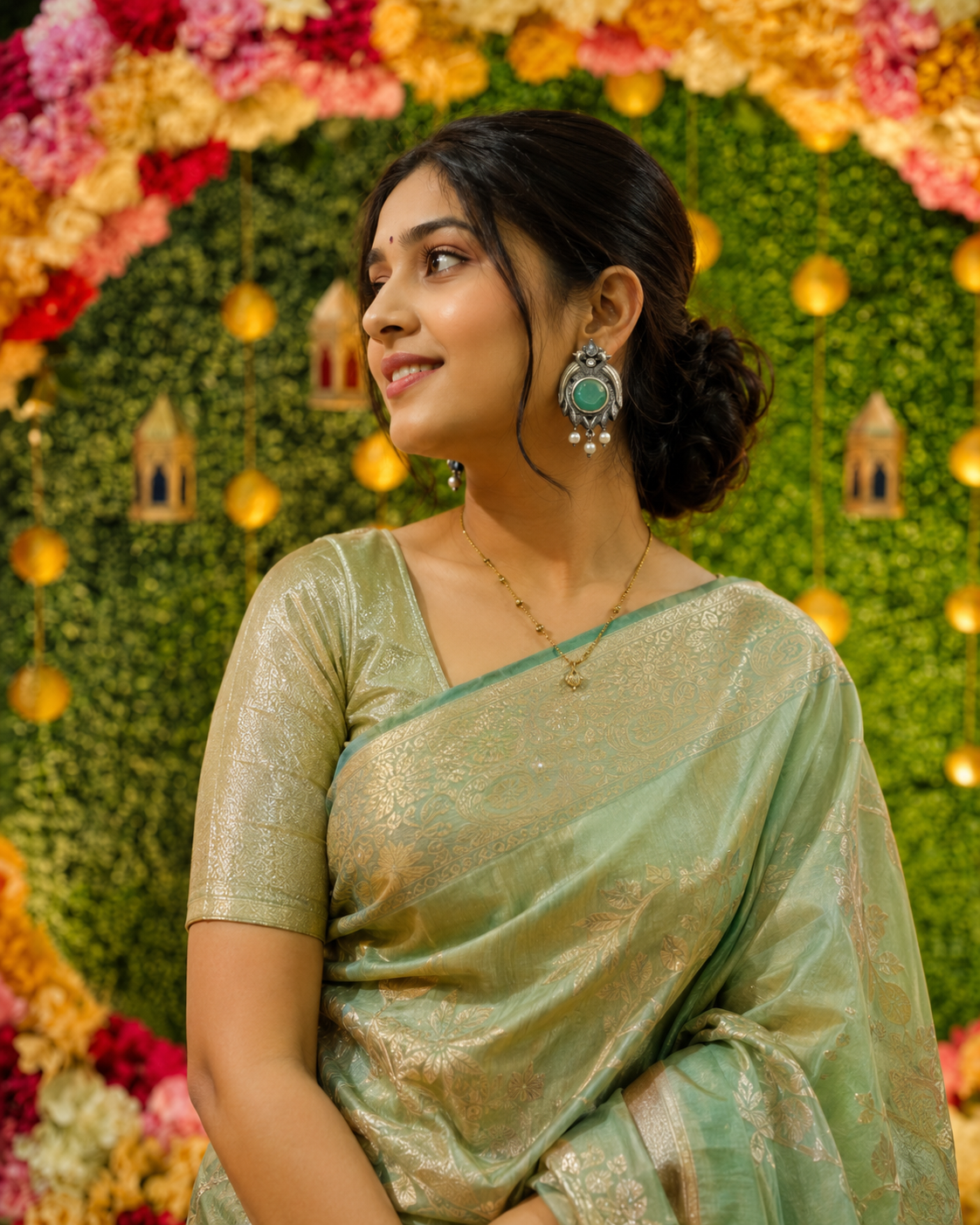 Green Stone Oxidised Peacock Earrings for Women – Vintage Pearl Drop Boho Earrings - The Soul Jewellery