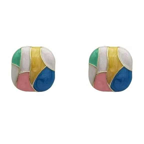 Aurora Muse Aura 6™ Multicolor Enamel Stud Earrings for Women | Demi-Fine Abstract Earrings - The Soul Jewellery