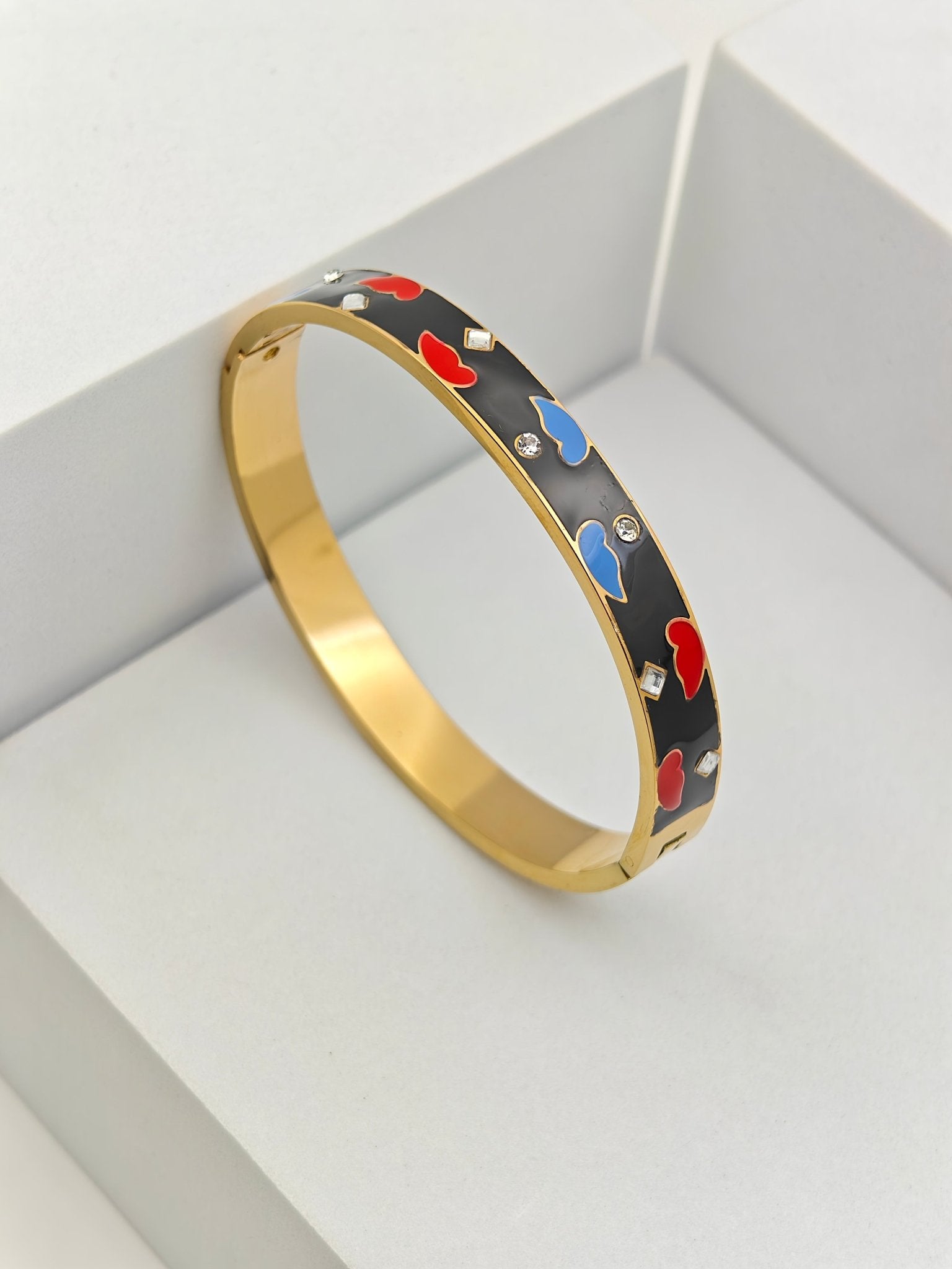 Lucky Love 6™ Enamel Bracelet for Women | 18K Gold Plated Anti-Tarnish Demi-Fine Bangle for Women - The Soul Jewellery