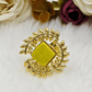 Premium Gold - Plated Brass Ring with Yellow Natural Stone – Leaf Crown Adjustable Statement Ring  - The Soul Jewellery