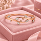 Rose Gold Plated Mother of Pearl Leaf & CZ Crystal Openable Demifine Bangle Bracelet for Women - Soul Jewellery