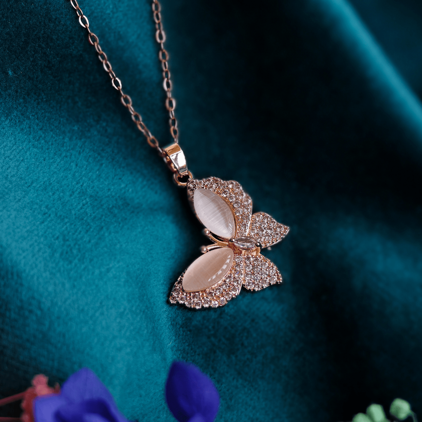 Anti Tarnish 18K Rose Gold Plated Butterfly Pendant Necklace RGCP127 - The Soul Jewellery