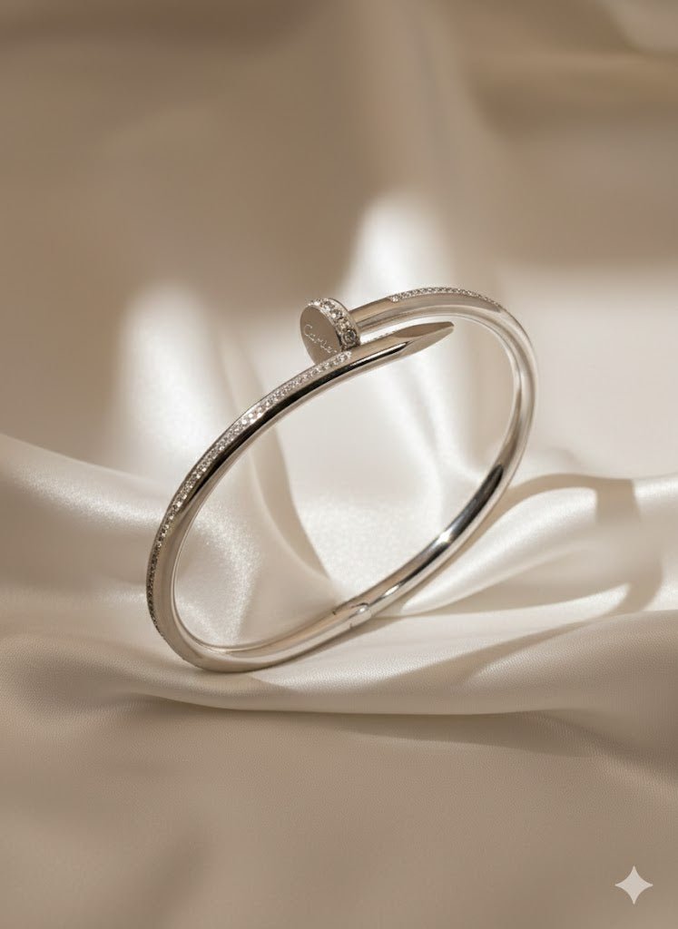 AURÉLIA AMORE LUXE 6™ Silver Nail Radiance CZ Demi-Fine Anti-Tarnish Bracelet for women - The Soul Jewellery