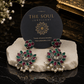 Royal Ruby & Emerald Peacock Chandbali Earrings with Pearl Drops |Oxidised Silver Earrings for Women - The Soul Jewellery