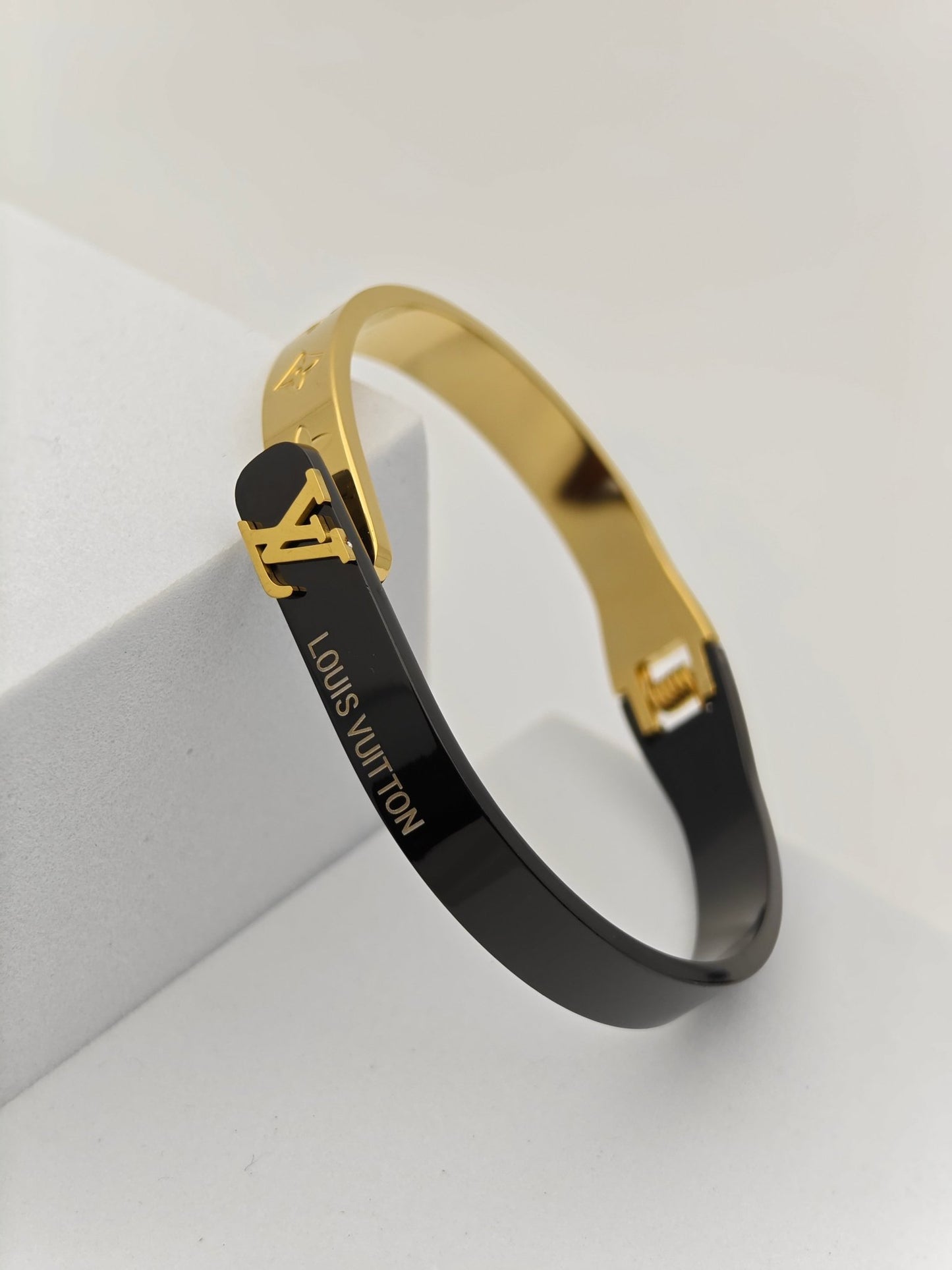 Luxury 18K Gold Plated Dual Shaded Anti - Tarnish Bangle with Louis Vuitton - Inspired Design RGB272 - The Soul Jewellery
