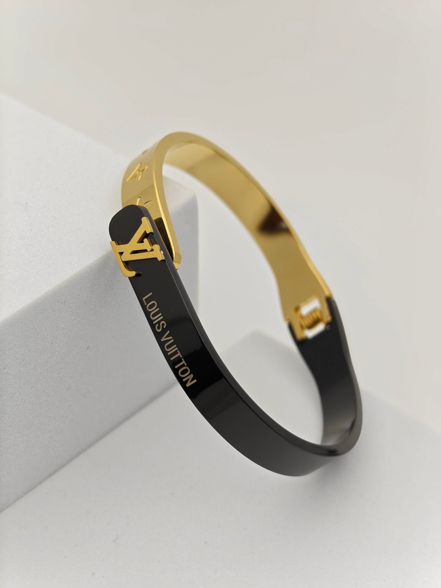 Luxury 18K Gold Plated Dual Shaded Anti - Tarnish Bangle with Louis Vuitton - Inspired Design RGB272 - The Soul Jewellery