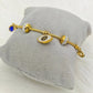 Gold - Plated Evil Eye Charm Bracelet – Anti - Tarnish Stainless Steel Bangle with CZ Accents RGB430 - The Soul Jewellery
