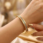 Gold-Tone Crystal Greek Key Openable Bangle Bracelet for Women – Stainless Steel Demi Fine Kada - Soul Jewellery