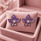 Purple Floral Pearl Stud Earrings for Women – Gold-Tone Enamel Flower Earrings - Soul Jewellery