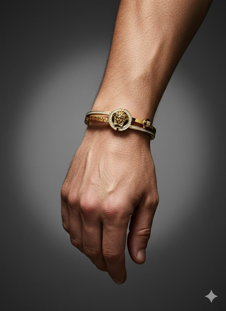 IMPERIA AMORE MEDUSA Demi - Fine Gold Bangle | Versace - Inspired Bracelet for Men & Women - The Soul Jewellery