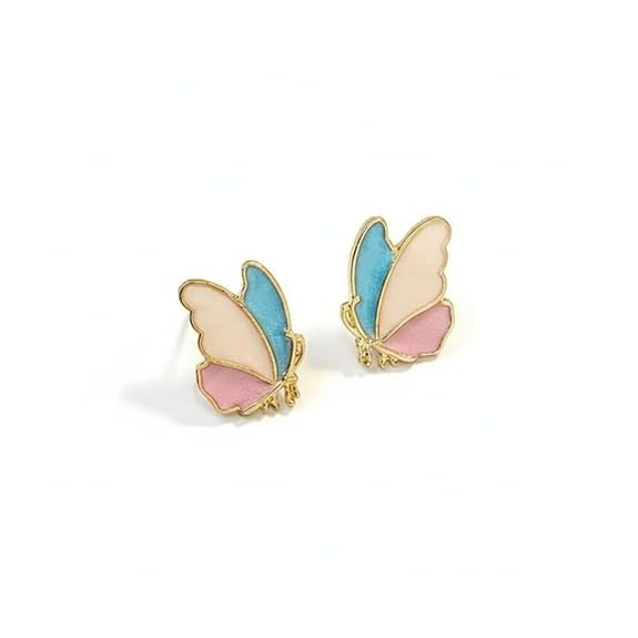 Venus Butterfly Aura 6™ Gold Pastel Enamel Stud Earrings for Women – Demi - Fine Anti - Tarnish Stainless Steel Cute Butterfly Earrings - The Soul Jewellery