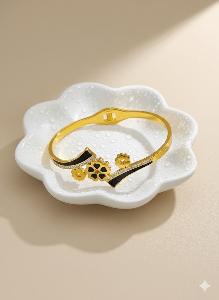 AURÉLIA AMORE LUXE 8™ Golden Bloom CZ Prosperity Demi Fine Bangle Bracelet for Women - The Soul Jewellery