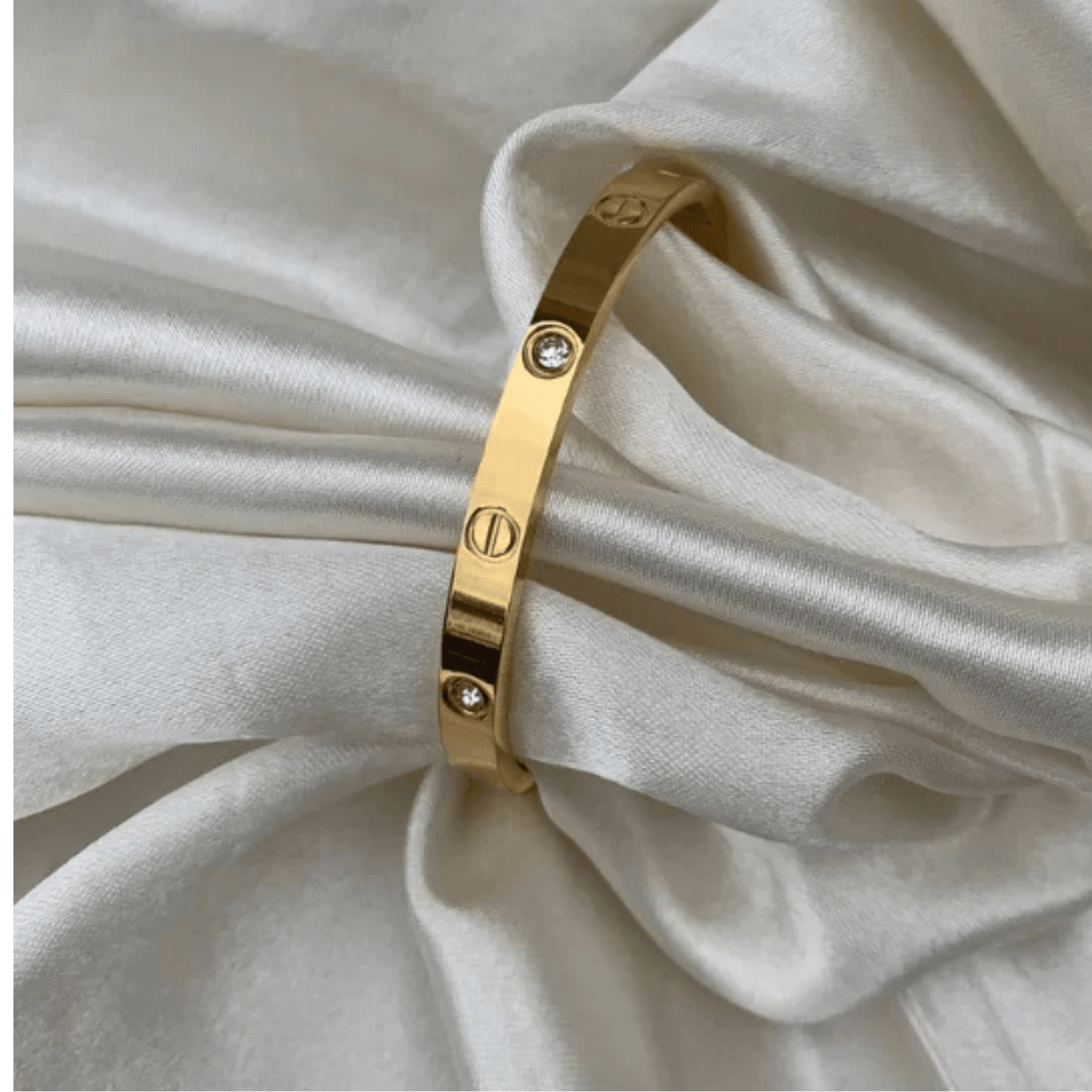 Unisex 18K Gold Kada Bracelet with Cartier Engraving – Stylish Zircon Gemstone Bangle for Men & Women RG - The Soul Jewellery