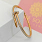 18K Rose Gold Plated Nail Bangle with Dazzling Crystal Pave – Bold and Modern Elegance RGB285 ki - The Soul Jewellery