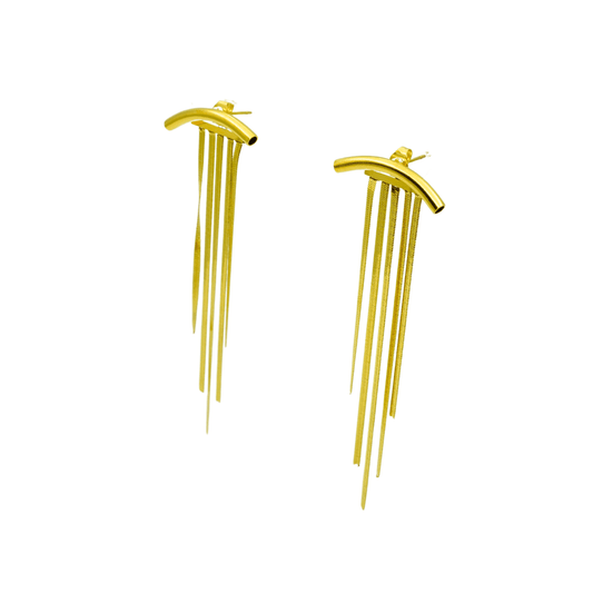 Chic Minimalist Tassel Drop Earrings – 18K Gold Plated, Anti - Tarnish Finish ATER204 - The Soul Jewellery