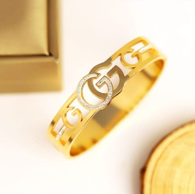 Crystal Gucci-Inspired Demi-Fine Gold-Plated Bracelet | Stainless Steel Ant tarnish Bangle for Women - The Soul Jewellery
