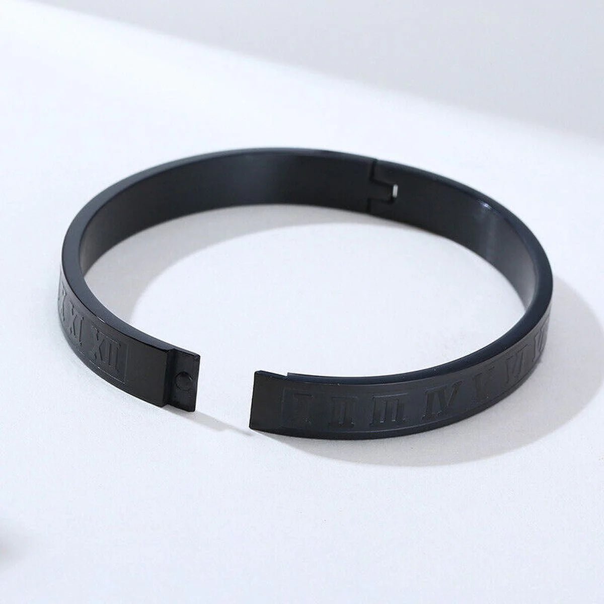 Imperial Roman Aura 27™ Men’s Black Bracelet – Engraved Roman Numeral Kada |Daily wear Minimal Cuff - The Soul Jewellery