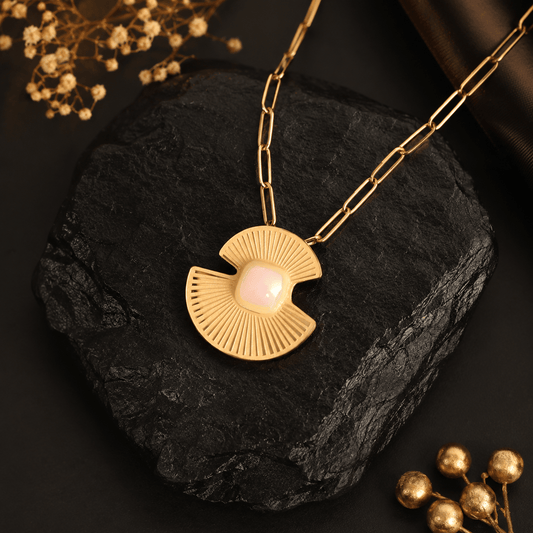 Golden Radiance Aura™ Demi-Fine Pendant Necklace for Women | 18K Gold Plated Chain Pendant - The Soul Jewellery