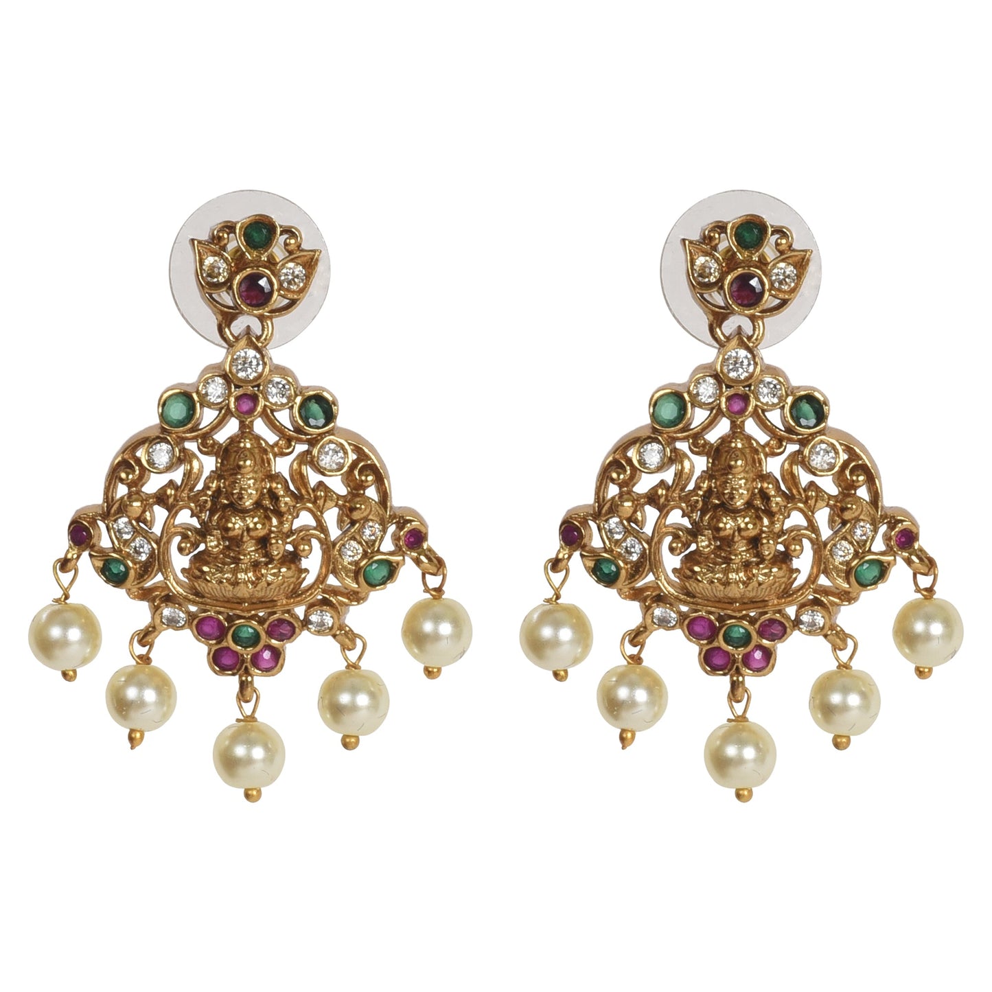 Deepti Antique Gold - Plated Short Necklace & Earring Set with Laxmi Devi motif - The Soul Jewellery