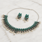 German Silver-Plated Choker Necklace Set with Green Gemstones - Soul Jewellery